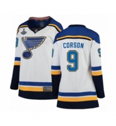 Women's St. Louis Blues #9 Shayne Corson Fanatics Branded White Away Breakaway 2019 Stanley Cup Champions Hockey Jersey Women's St. Louis Blues #9 Shayne Corson Fanatics Branded White Away Breakaway 2019 Stanley Cup Champions Hockey Jersey