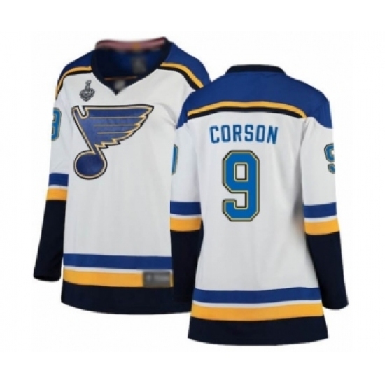 Women's St. Louis Blues #9 Shayne Corson Fanatics Branded White Away Breakaway 2019 Stanley Cup Final Bound Hockey Jersey Women's St. Louis Blues #9 Shayne Corson Fanatics Branded White Away Breakaway 2019 Stanley Cup Final Bound Hockey Jersey
