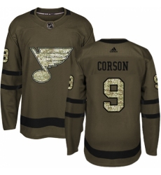 Youth Adidas St. Louis Blues #9 Shayne Corson Authentic Green Salute to Service NHL Jersey Youth Adidas St. Louis Blues #9 Shayne Corson Authentic Green Salute to Service NHL Jersey