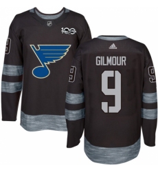 Men's Adidas St. Louis Blues #9 Doug Gilmour Authentic Black 1917-2017 100th Anniversary NHL Jersey