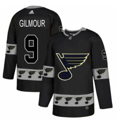Men's Adidas St. Louis Blues #9 Doug Gilmour Authentic Black Team Logo Fashion NHL Jersey
