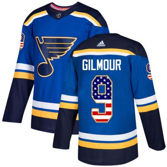 Men's Adidas St. Louis Blues #9 Doug Gilmour Authentic Blue USA Flag Fashion NHL Jersey Men's Adidas St. Louis Blues #9 Doug Gilmour Authentic Blue USA Flag Fashion NHL Jersey