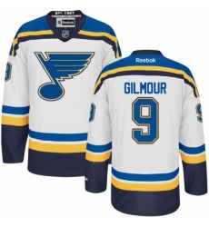 Men's Reebok St. Louis Blues #9 Doug Gilmour Authentic White Away NHL Jersey