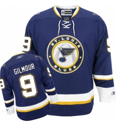 Men's Reebok St. Louis Blues #9 Doug Gilmour Premier Navy Blue Third NHL Jersey