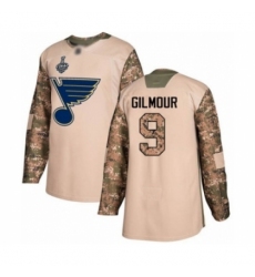 Men's St. Louis Blues #9 Doug Gilmour Authentic Camo Veterans Day Practice 2019 Stanley Cup Final Bound Hockey Jersey