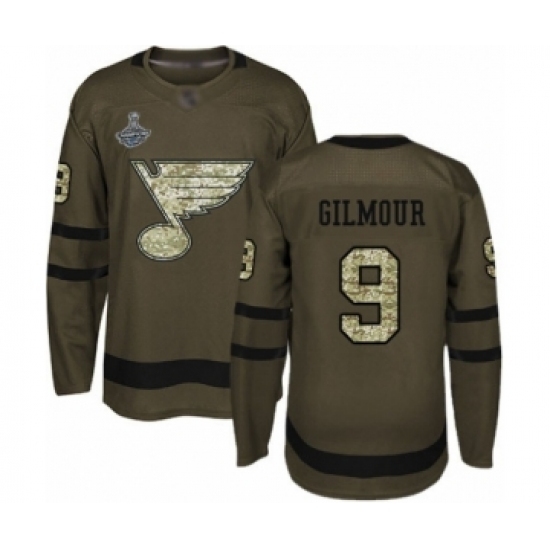 Men's St. Louis Blues #9 Doug Gilmour Authentic Green Salute to Service 2019 Stanley Cup Champions Hockey Jersey Men's St. Louis Blues #9 Doug Gilmour Authentic Green Salute to Service 2019 Stanley Cup Champions Hockey Jersey