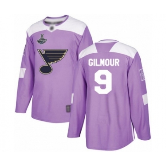 Men's St. Louis Blues #9 Doug Gilmour Authentic Purple Fights Cancer Practice 2019 Stanley Cup Champions Hockey Jersey Men's St. Louis Blues #9 Doug Gilmour Authentic Purple Fights Cancer Practice 2019 Stanley Cup Champions Hockey Jersey