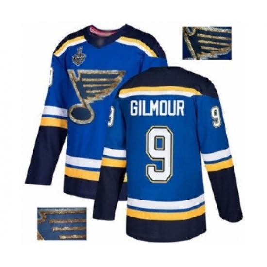 Men's St. Louis Blues #9 Doug Gilmour Authentic Royal Blue Fashion Gold 2019 Stanley Cup Final Bound Hockey Jersey Men's St. Louis Blues #9 Doug Gilmour Authentic Royal Blue Fashion Gold 2019 Stanley Cup Final Bound Hockey Jersey
