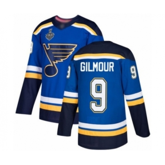 Men's St. Louis Blues #9 Doug Gilmour Authentic Royal Blue Home 2019 Stanley Cup Final Bound Hockey Jersey Men's St. Louis Blues #9 Doug Gilmour Authentic Royal Blue Home 2019 Stanley Cup Final Bound Hockey Jersey