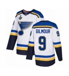 Men's St. Louis Blues #9 Doug Gilmour Authentic White Away 2019 Stanley Cup Final Bound Hockey Jersey