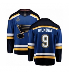 Men's St. Louis Blues #9 Doug Gilmour Fanatics Branded Royal Blue Home Breakaway 2019 Stanley Cup Champions Hockey Jersey