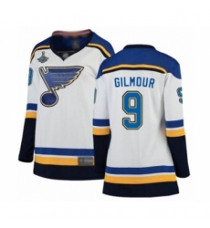 Women's St. Louis Blues #9 Doug Gilmour Fanatics Branded White Away Breakaway 2019 Stanley Cup Champions Hockey Jersey