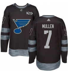 Men's Adidas St. Louis Blues #7 Joe Mullen Authentic Black 1917-2017 100th Anniversary NHL Jersey