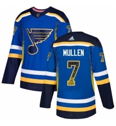 Men's Adidas St. Louis Blues #7 Joe Mullen Authentic Blue Drift Fashion NHL Jersey