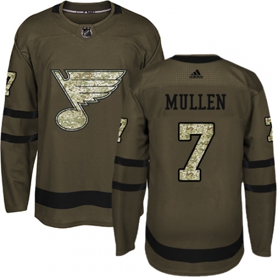 Men's Adidas St. Louis Blues #7 Joe Mullen Authentic Green Salute to Service NHL Jersey Men's Adidas St. Louis Blues #7 Joe Mullen Authentic Green Salute to Service NHL Jersey