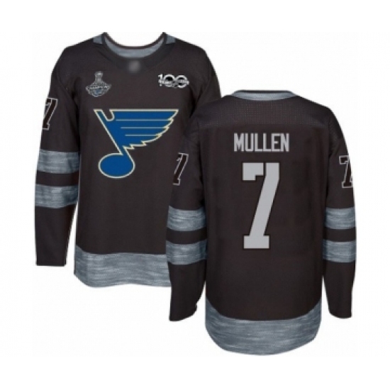 Men's St. Louis Blues #7 Joe Mullen Authentic Black 1917-2017 100th Anniversary 2019 Stanley Cup Champions Hockey Jersey Men's St. Louis Blues #7 Joe Mullen Authentic Black 1917-2017 100th Anniversary 2019 Stanley Cup Champions Hockey Jersey