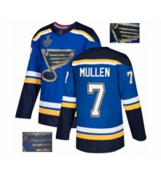Men's St. Louis Blues #7 Joe Mullen Authentic Royal Blue Fashion Gold 2019 Stanley Cup Final Bound Hockey Jersey