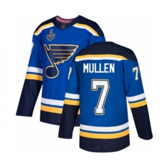 Men's St. Louis Blues #7 Joe Mullen Authentic Royal Blue Home 2019 Stanley Cup Final Bound Hockey Jersey Men's St. Louis Blues #7 Joe Mullen Authentic Royal Blue Home 2019 Stanley Cup Final Bound Hockey Jersey