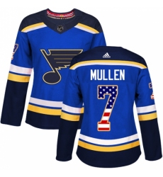 Women's Adidas St. Louis Blues #7 Joe Mullen Authentic Blue USA Flag Fashion NHL Jersey Women's Adidas St. Louis Blues #7 Joe Mullen Authentic Blue USA Flag Fashion NHL Jersey
