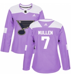 Women's Adidas St. Louis Blues #7 Joe Mullen Authentic Purple Fights Cancer Practice NHL Jersey