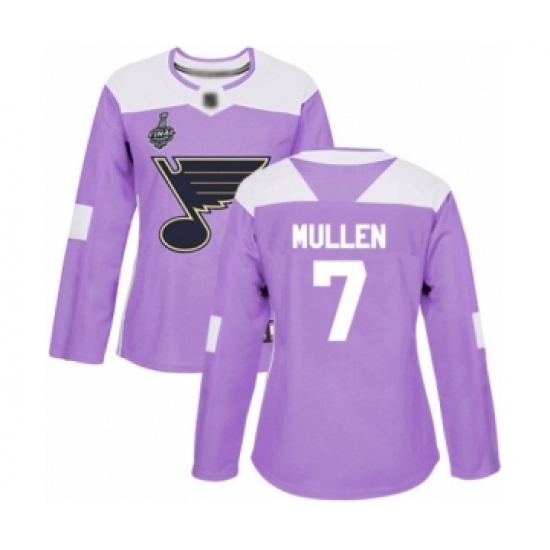 Women's St. Louis Blues #7 Joe Mullen Authentic Purple Fights Cancer Practice 2019 Stanley Cup Final Bound Hockey Jersey Women's St. Louis Blues #7 Joe Mullen Authentic Purple Fights Cancer Practice 2019 Stanley Cup Final Bound Hockey Jersey