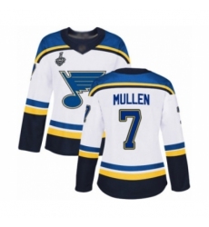 Women's St. Louis Blues #7 Joe Mullen Authentic White Away 2019 Stanley Cup Final Bound Hockey Jersey Women's St. Louis Blues #7 Joe Mullen Authentic White Away 2019 Stanley Cup Final Bound Hockey Jersey