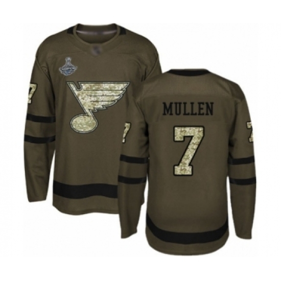 Youth St. Louis Blues #7 Joe Mullen Authentic Green Salute to Service 2019 Stanley Cup Champions Hockey Jersey Youth St. Louis Blues #7 Joe Mullen Authentic Green Salute to Service 2019 Stanley Cup Champions Hockey Jersey