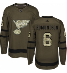 Men's Adidas St. Louis Blues #6 Joel Edmundson Authentic Green Salute to Service NHL Jersey Men's Adidas St. Louis Blues #6 Joel Edmundson Authentic Green Salute to Service NHL Jersey