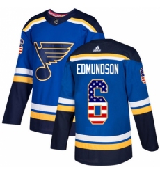 Youth Adidas St. Louis Blues #6 Joel Edmundson Authentic Blue USA Flag Fashion NHL Jersey