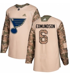 Youth Adidas St. Louis Blues #6 Joel Edmundson Authentic Camo Veterans Day Practice NHL Jersey