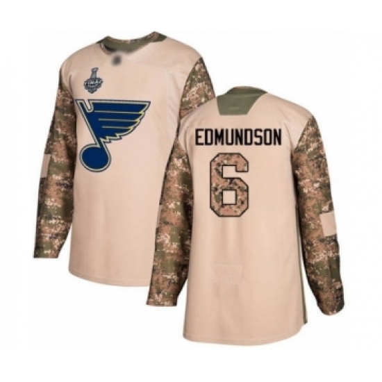 Youth St. Louis Blues #6 Joel Edmundson Authentic Camo Veterans Day Practice 2019 Stanley Cup Final Bound Hockey Jersey Youth St. Louis Blues #6 Joel Edmundson Authentic Camo Veterans Day Practice 2019 Stanley Cup Final Bound Hockey Jersey