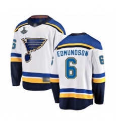 Youth St. Louis Blues #6 Joel Edmundson Fanatics Branded White Away Breakaway 2019 Stanley Cup Champions Hockey Jersey