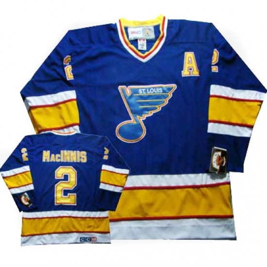Men's CCM St. Louis Blues #2 Al Macinnis Authentic Blue Throwback NHL Jersey Men's CCM St. Louis Blues #2 Al Macinnis Authentic Blue Throwback NHL Jersey