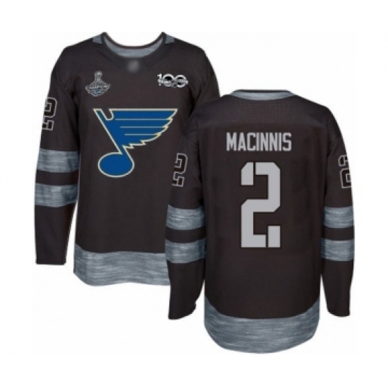 Men's St. Louis Blues #2 Al Macinnis Authentic Black 1917-2017 100th Anniversary 2019 Stanley Cup Champions Hockey Jersey Men's St. Louis Blues #2 Al Macinnis Authentic Black 1917-2017 100th Anniversary 2019 Stanley Cup Champions Hockey Jersey