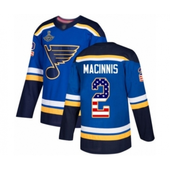 Men's St. Louis Blues #2 Al Macinnis Authentic Blue USA Flag Fashion 2019 Stanley Cup Champions Hockey Jersey Men's St. Louis Blues #2 Al Macinnis Authentic Blue USA Flag Fashion 2019 Stanley Cup Champions Hockey Jersey