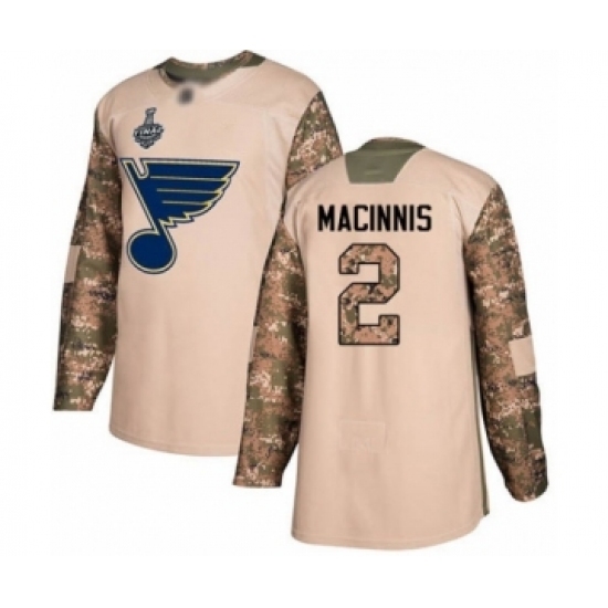 Men's St. Louis Blues #2 Al Macinnis Authentic Camo Veterans Day Practice 2019 Stanley Cup Final Bound Hockey Jersey Men's St. Louis Blues #2 Al Macinnis Authentic Camo Veterans Day Practice 2019 Stanley Cup Final Bound Hockey Jersey