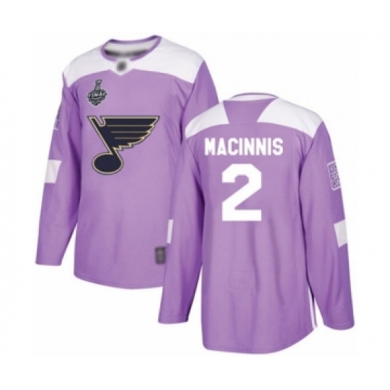 Men's St. Louis Blues #2 Al Macinnis Authentic Purple Fights Cancer Practice 2019 Stanley Cup Final Bound Hockey Jersey Men's St. Louis Blues #2 Al Macinnis Authentic Purple Fights Cancer Practice 2019 Stanley Cup Final Bound Hockey Jersey