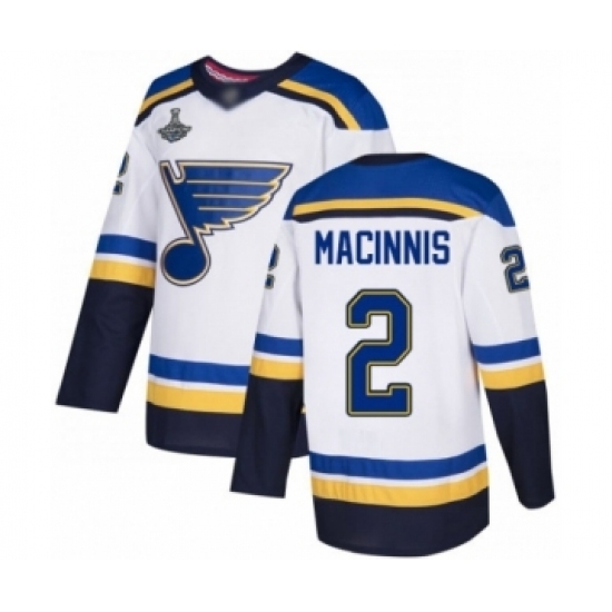 Men's St. Louis Blues #2 Al Macinnis Authentic White Away 2019 Stanley Cup Champions Hockey Jersey Men's St. Louis Blues #2 Al Macinnis Authentic White Away 2019 Stanley Cup Champions Hockey Jersey