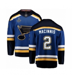 Men's St. Louis Blues #2 Al Macinnis Fanatics Branded Royal Blue Home Breakaway 2019 Stanley Cup Champions Hockey Jersey