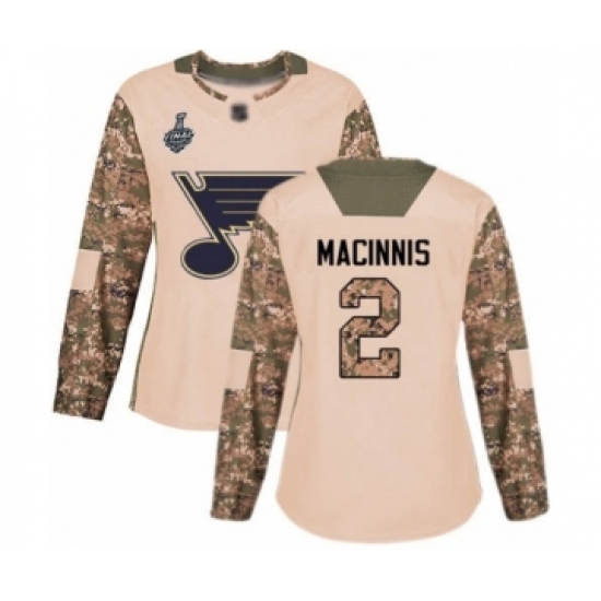 Women's St. Louis Blues #2 Al Macinnis Authentic Camo Veterans Day Practice 2019 Stanley Cup Final Bound Hockey Jersey Women's St. Louis Blues #2 Al Macinnis Authentic Camo Veterans Day Practice 2019 Stanley Cup Final Bound Hockey Jersey