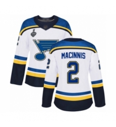 Women's St. Louis Blues #2 Al Macinnis Authentic White Away 2019 Stanley Cup Final Bound Hockey Jersey