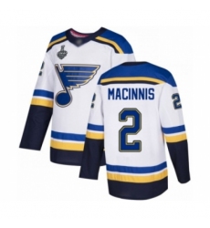 Youth St. Louis Blues #2 Al Macinnis Authentic White Away 2019 Stanley Cup Final Bound Hockey Jersey