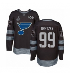 Men's St. Louis Blues #99 Wayne Gretzky Authentic Black 1917-2017 100th Anniversary 2019 Stanley Cup Final Bound Hockey Jersey