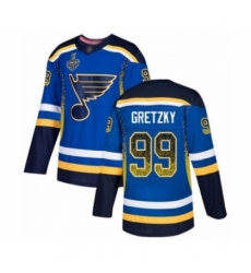 Men's St. Louis Blues #99 Wayne Gretzky Authentic Blue Drift Fashion 2019 Stanley Cup Final Bound Hockey Jersey