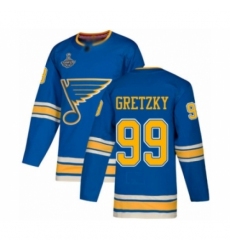 Men's St. Louis Blues #99 Wayne Gretzky Authentic Navy Blue Alternate 2019 Stanley Cup Champions Hockey Jersey