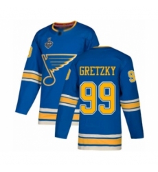 Men's St. Louis Blues #99 Wayne Gretzky Authentic Navy Blue Alternate 2019 Stanley Cup Final Bound Hockey Jersey