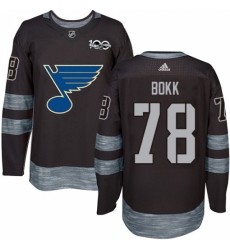Men's Adidas St. Louis Blues #78 Dominik Bokk Authentic Black 1917-2017 100th Anniversary NHL Jersey