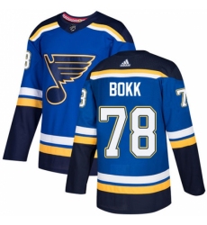 Men's Adidas St. Louis Blues #78 Dominik Bokk Authentic Royal Blue Home NHL Jersey