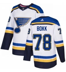 Men's Adidas St. Louis Blues #78 Dominik Bokk Authentic White Away NHL Jersey