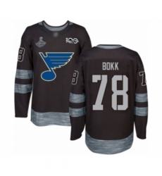 Men's St. Louis Blues #78 Dominik Bokk Authentic Black 1917-2017 100th Anniversary 2019 Stanley Cup Champions Hockey Jersey